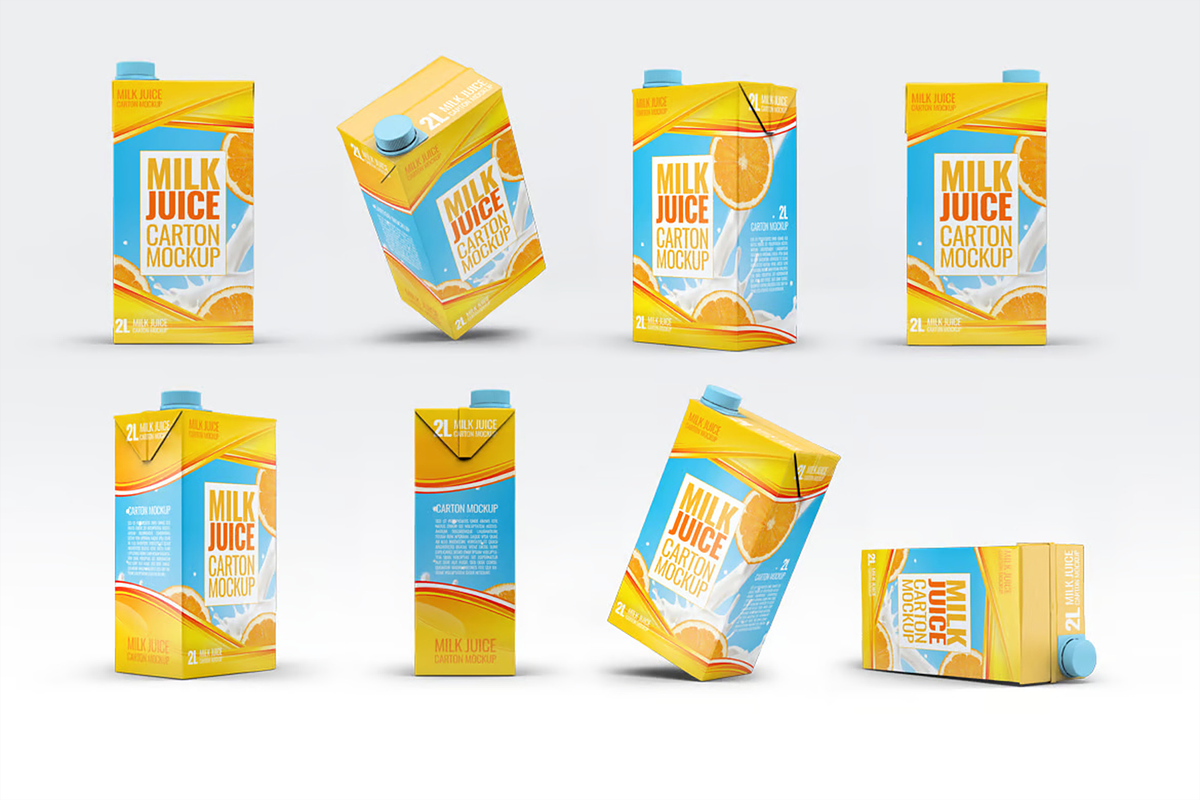 4 Types Milk/Juice Cartons Mockup, a Packaging Mockup by Hubzway (Photo 10 of 13)