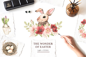 -30% Easter bunny. Spring watercolor