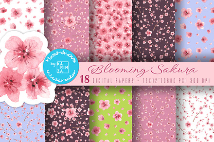 Watercolor Cherry Blossom Paper
