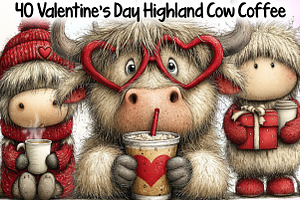 Valentine’s Day Highland Cow Coffee, an Illustration by Sublimation Artist