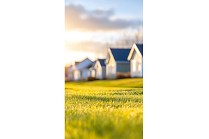 Blurred Lush Green Grass in Suburban, a Nature Photo by Lermont51