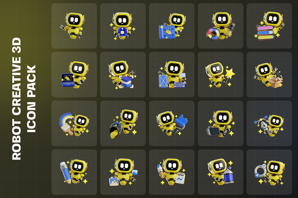 Robot Creative 3D Icon Pack, an Object 3D Model by Tempcraft (Photo 3 of 5)