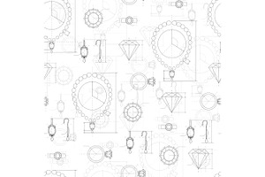 Jewelry Production Sketch Seamless Pattern.