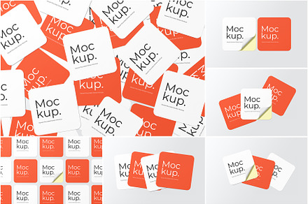 Square Rounded Sticker Label Mockup