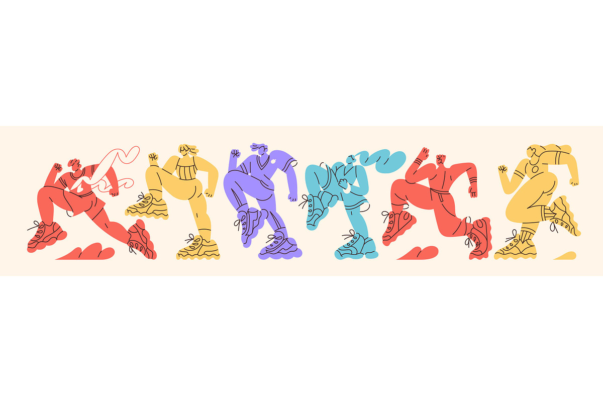 Running people set + backgrounds, a Sport Illustration by PaperTrident (Photo 7 of 13)
