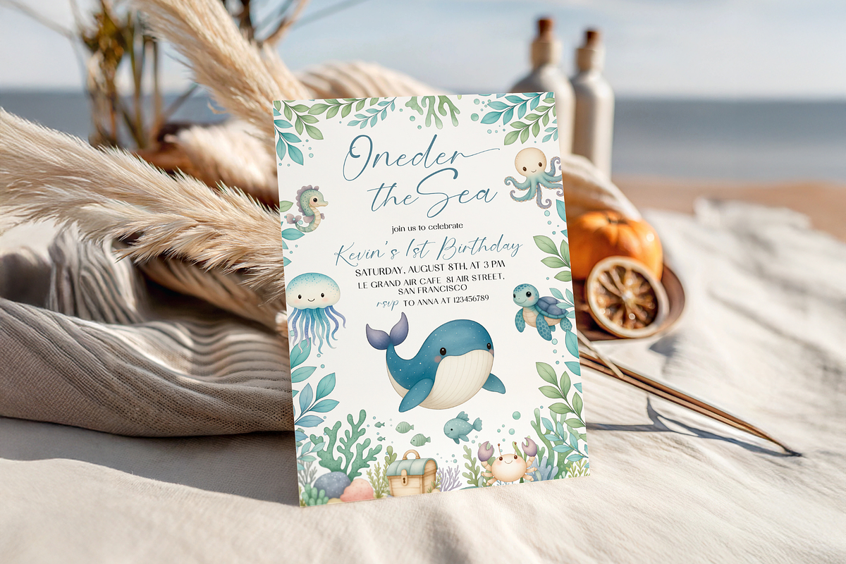Oneder The Sea Birthday Invite Set, a Templates & Theme by Digital_Mind (Photo 5 of 5)
