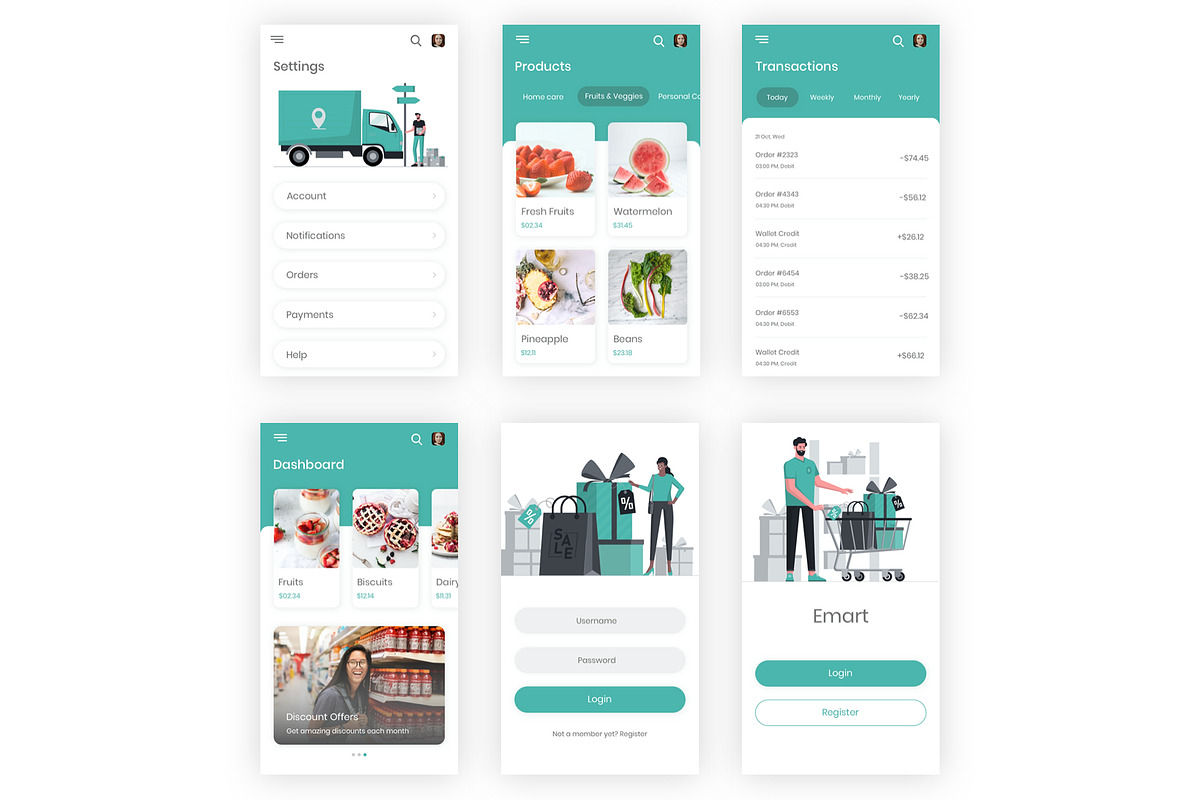 Emart -Grocery Shopping Adobe XD App, an UI Kit Template by themelove (Photo 9 of 10)