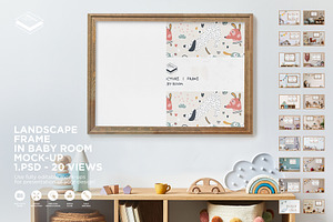 Landscape Frame In Baby Room Mock-up