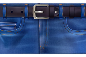 Leather belt on jeans. Realistic, an Object Illustration by Stock-Smart-Start