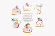 strawberry watercolor clipart set, a Decorative Illustration by Patishop Art (Thumbnail 5 of 8)