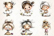 Flowers and Girls Clipart Bundle, an Illustration by DreamCafeArt (Thumbnail 2 of 8)