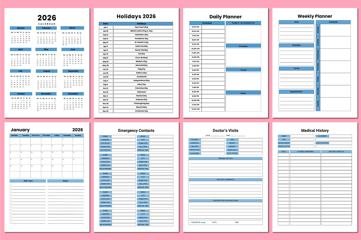 2026 Medical Tracker KDP Interior, a Stationery Template by Shumaya (Photo 3 of 6)