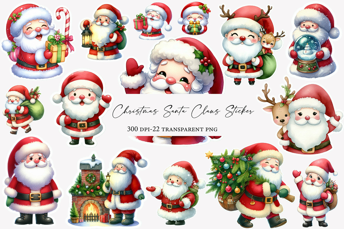 Christmas Santa Claus Sticker Clipar, an Illustration by Designworld (Photo 1 of 5)