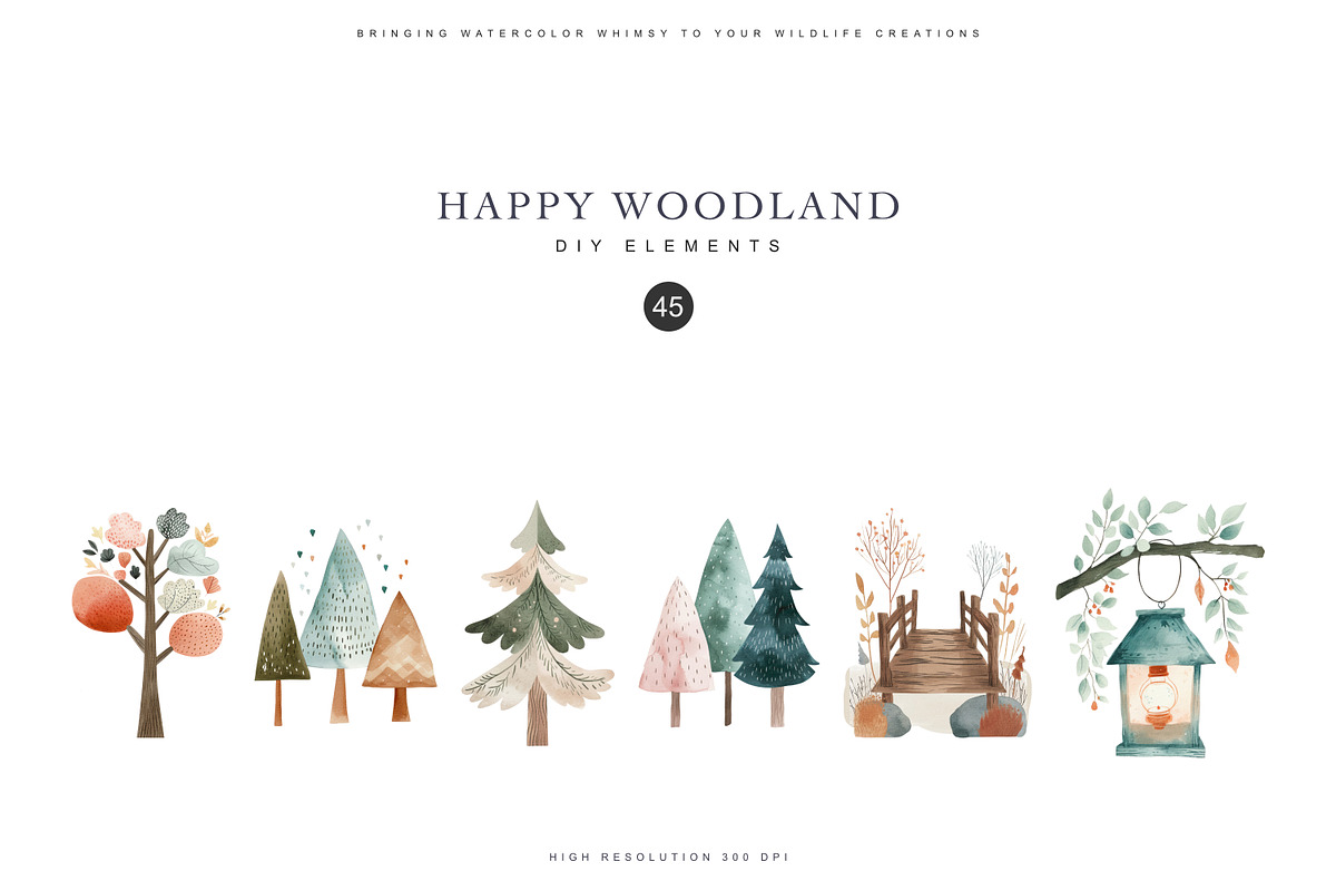 watercolor woodland animal clipart, an Animal Illustration by Pink Studio Art (Photo 9 of 14)