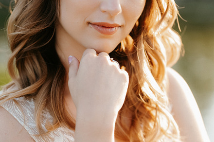 bride against the background of a yellow sunset