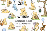 Classic Winne the Pooh Clipart, an Animal Illustration by SvetaArtStore (Thumbnail 1 of 6)