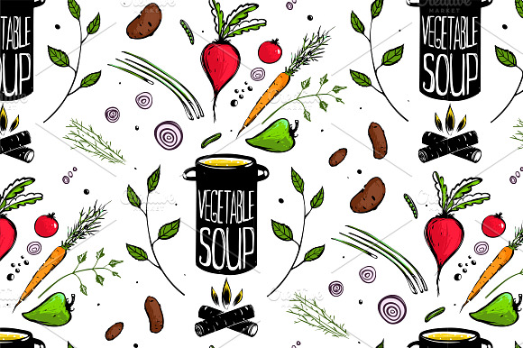 Seamless Pattern Cooking Vegetables preview 3