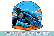 Blue Sea Turtle Vector Illustration, an Animal Illustration by Ghagra (Thumbnail 1 of 3)
