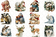 Watercolor Christmas Winter Animals, a Seasonal Illustration by Black Bird Studio (Thumbnail 3 of 7)