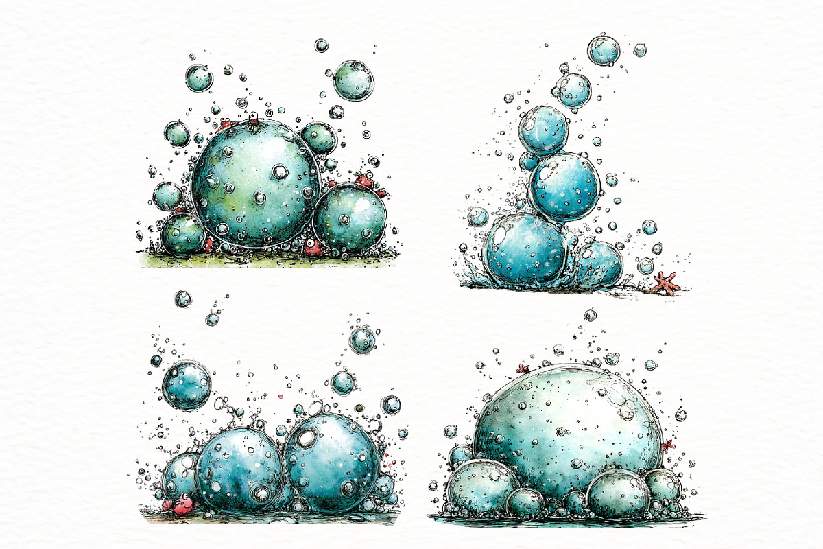summer sea underwater bubbles clipar, an Illustration by Designworld (Photo 5 of 8)