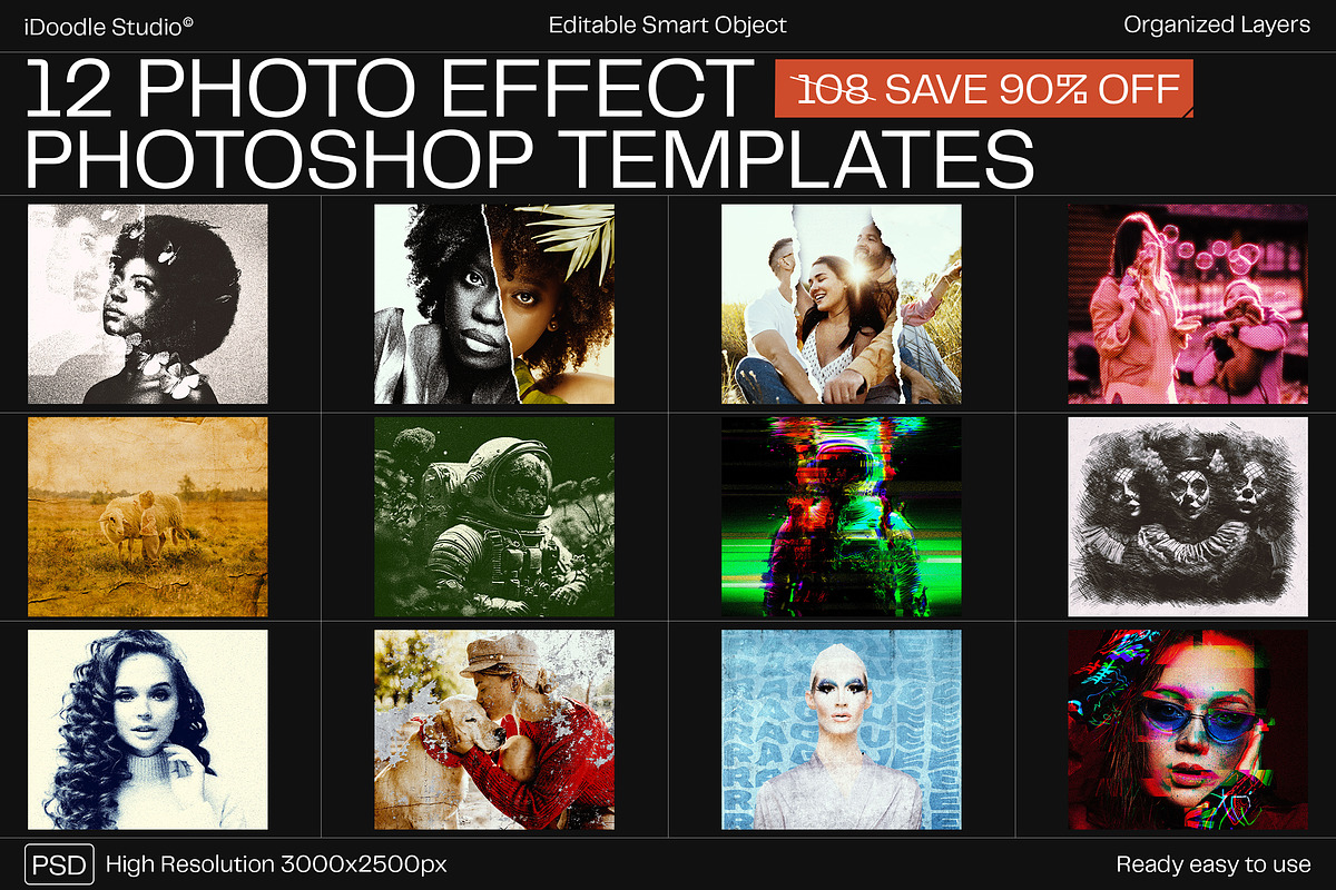 12 Photo Effect Templates, a Brushes & More by iDoodle Studio (Photo 1 of 6)
