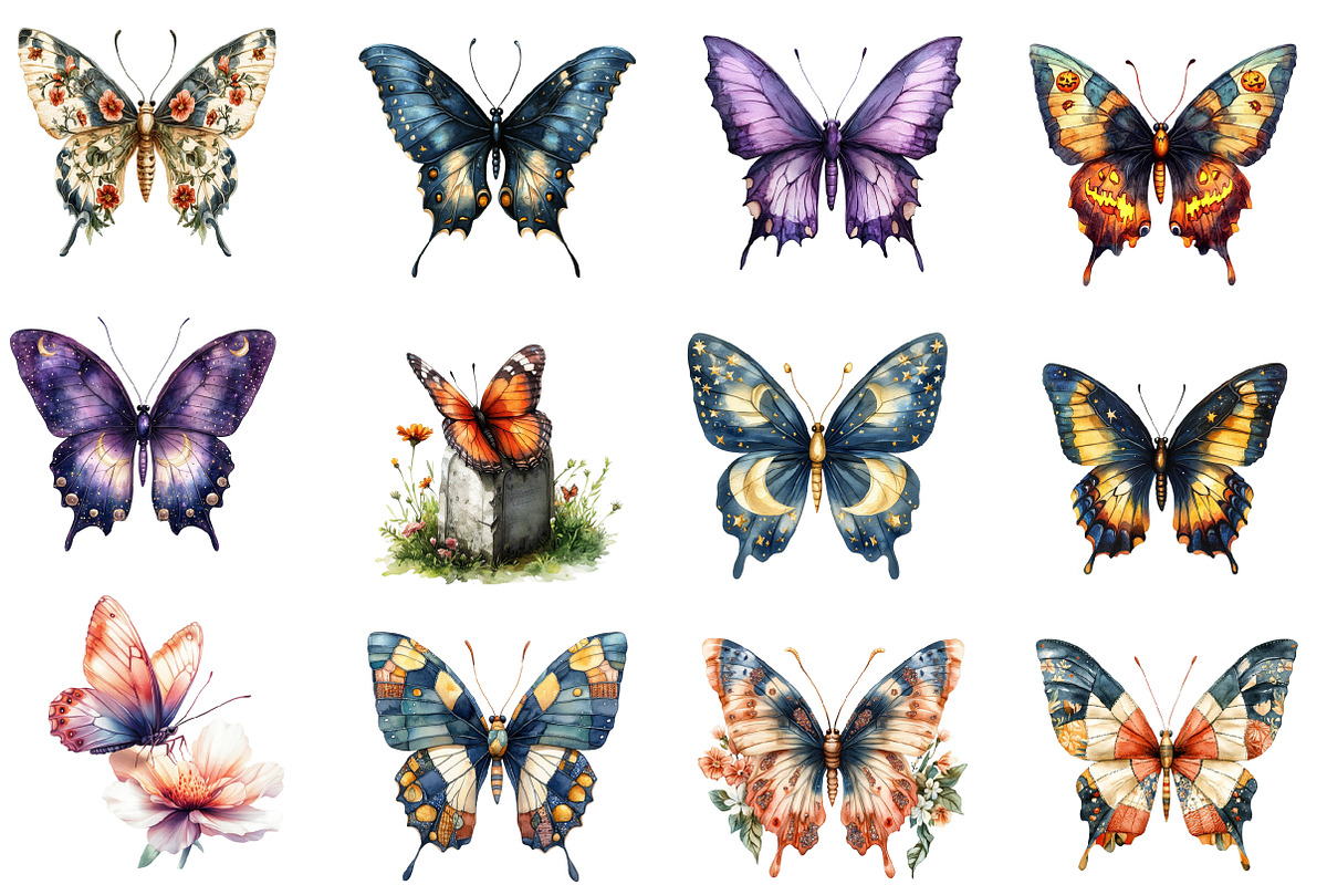 Halloween Butterfly Garden Clipart, an Illustration by Designworld (Photo 2 of 5)