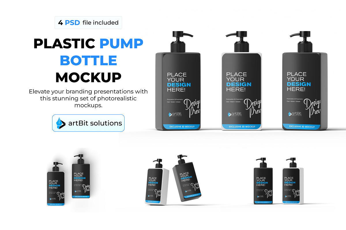 Plastic Pump Bottle Mockup Packaging, a Packaging Mockup by artBit Design Studio (Photo 1 of 5)