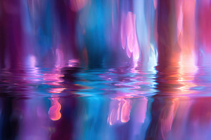 Vibrant abstract light reflections on water, an Abstract Photo by AlyaAnd