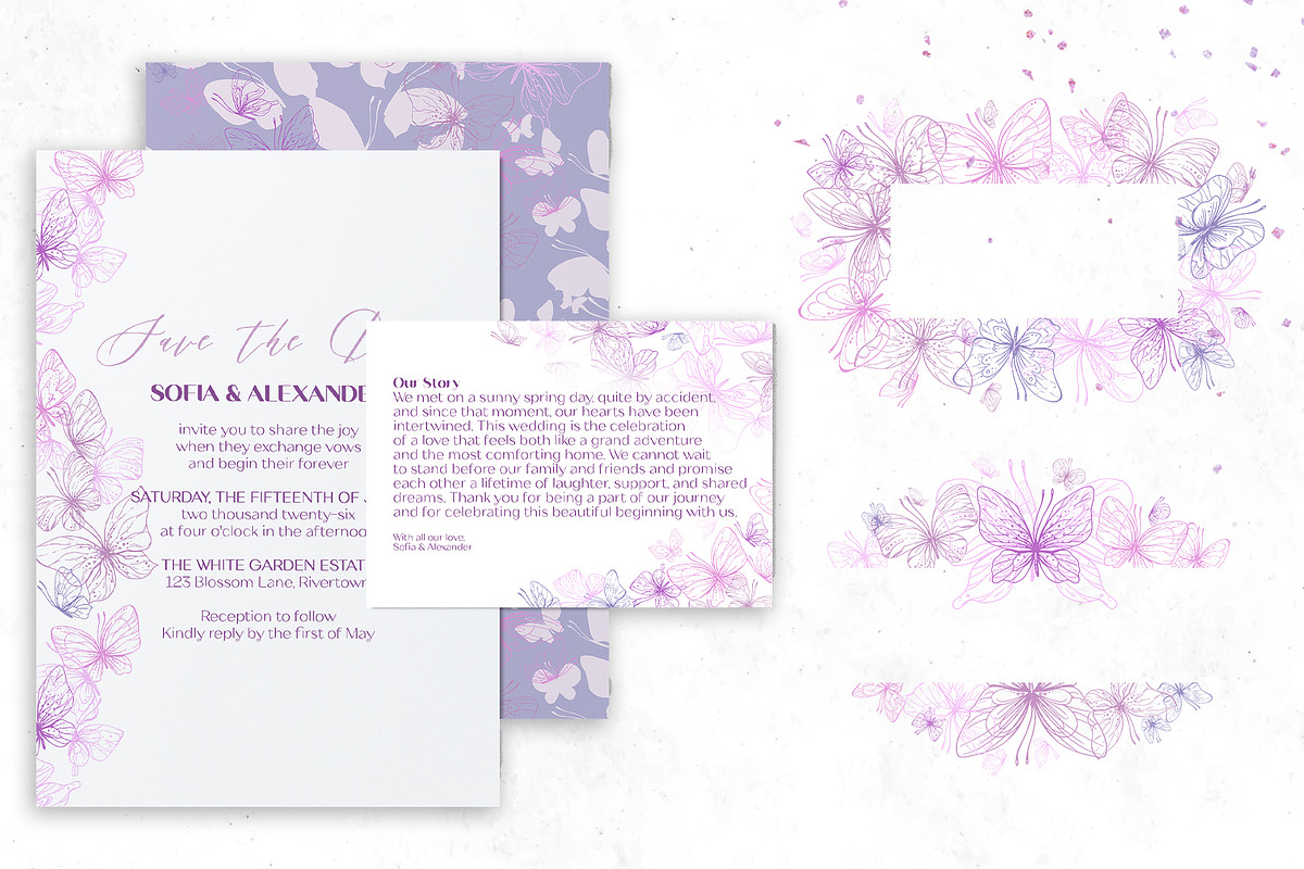 Romantic Line Art Butterflies Vector, an Illustration by NATASHA CHU (Photo 10 of 18)