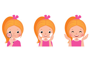 Girl and her care for problem skin, an Illustration by Julia's illustrations