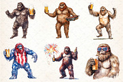Bigfoot Holding Beer 4th of July PNG, an Illustration by DreamCafeArt (Thumbnail 4 of 6)