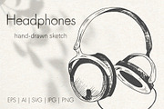 Headphones. Hand-drawn sketch, an Illustration by Canatic (Thumbnail 1 of 5)