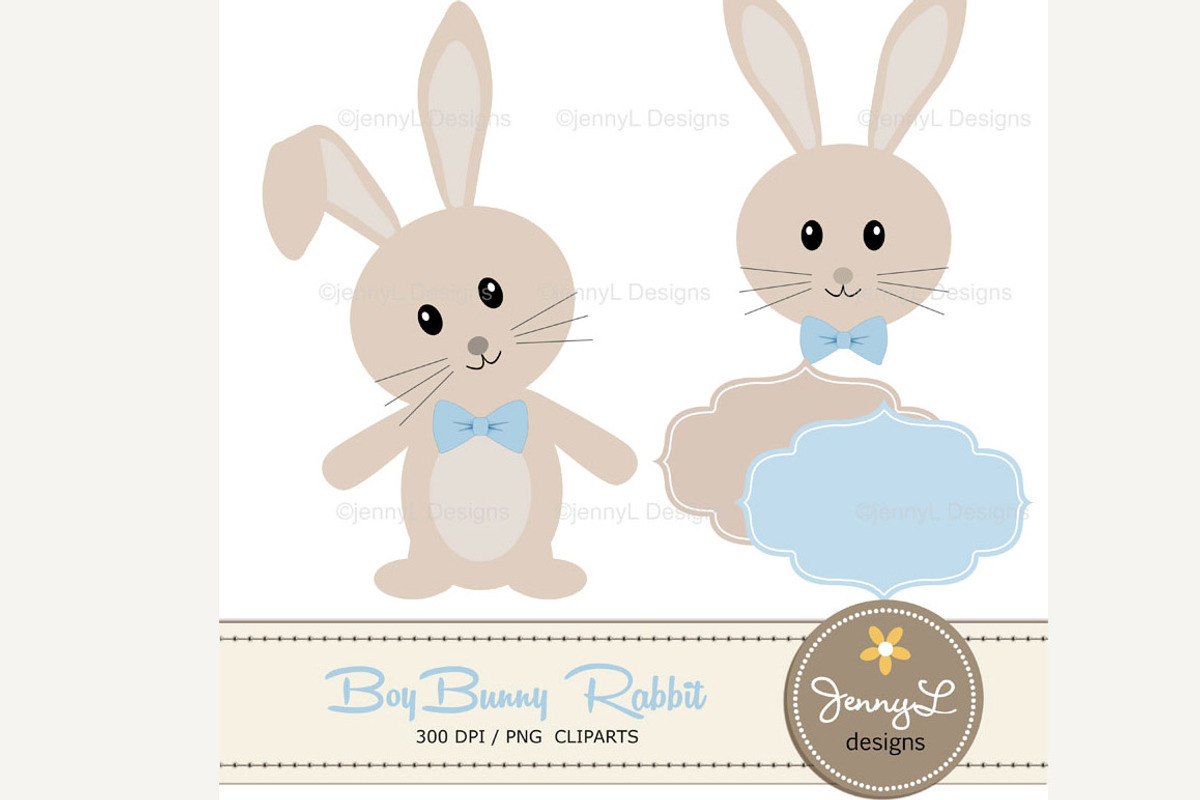 Boy Bunny Rabbit Digital Paper, a Pattern Graphic by JennyL Designs (Photo 2 of 5)
