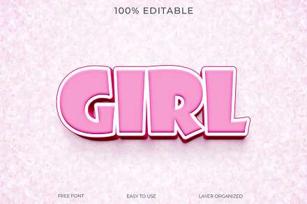 Pink Color 3D Text Effect Style