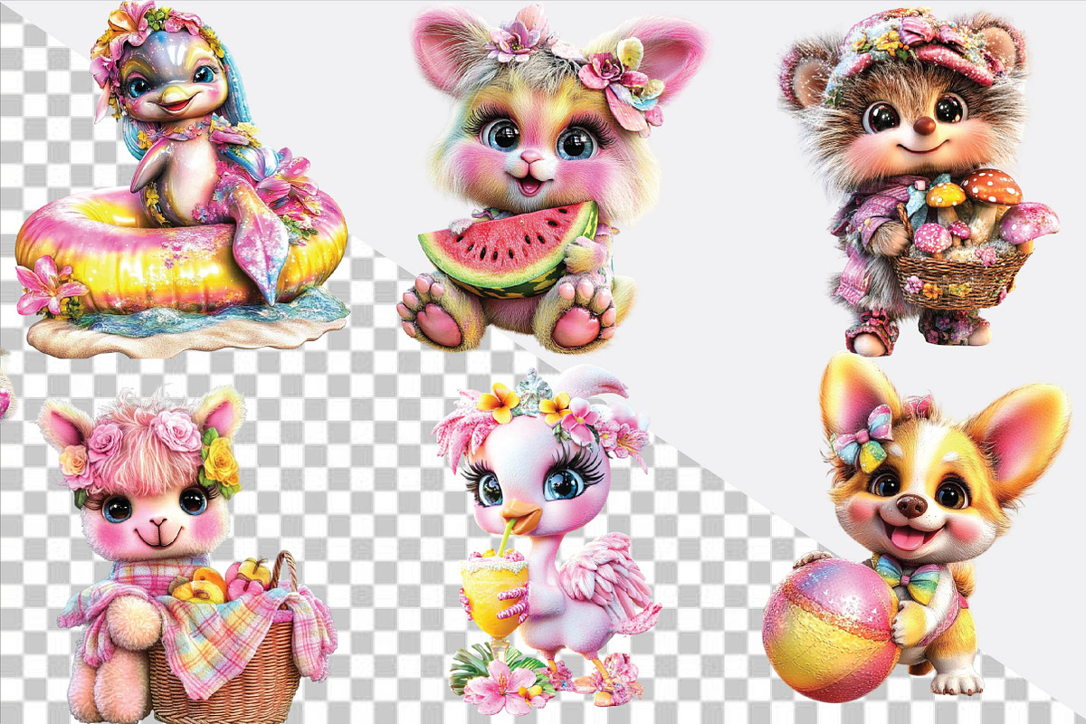 Cute Summer Animals Clipart Bundle., an Illustration by SVGArt (Photo 2 of 9)