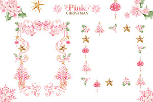 Pink Bow Christmas Illustrations