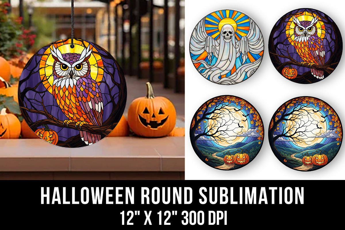 Halloween Ornament Round Sublimation, an Illustration by CraftArtStudio
