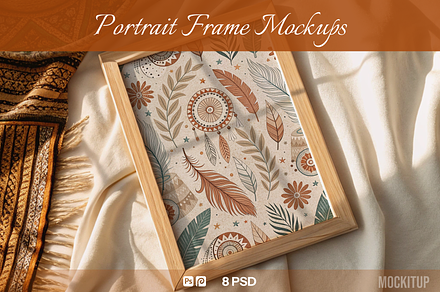 Boho Vertical Frame Mockups | 8 psd