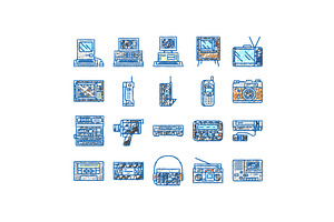 retro gadget technology device icons, an Object Illustration by pikepicture