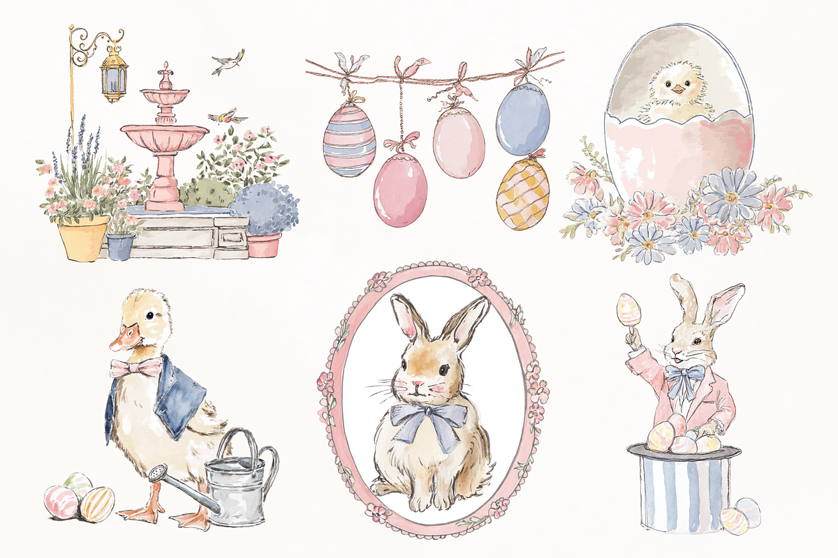 Whimsy Watercolor Soft Spring Easter, a Decorative Illustration by GiraffeCreative (Photo 8 of 21)