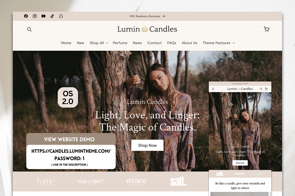 Candles | Minimal Shopify Theme, a Shopify Template by Lumin Lab (Photo 1 of 8)