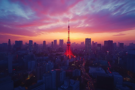 Stunning Tokyo skyline illuminated a, a Photo by Iftikhar Alam