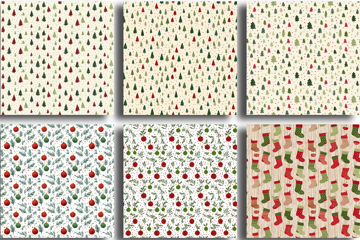 Merry & Bright Christmas Digital Pap, an Illustration by CraftArtStudio (Photo 3 of 3)