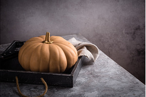 Raw fresh cut pumpkin on dark, a Food & Drink Photo by Yulia Furman