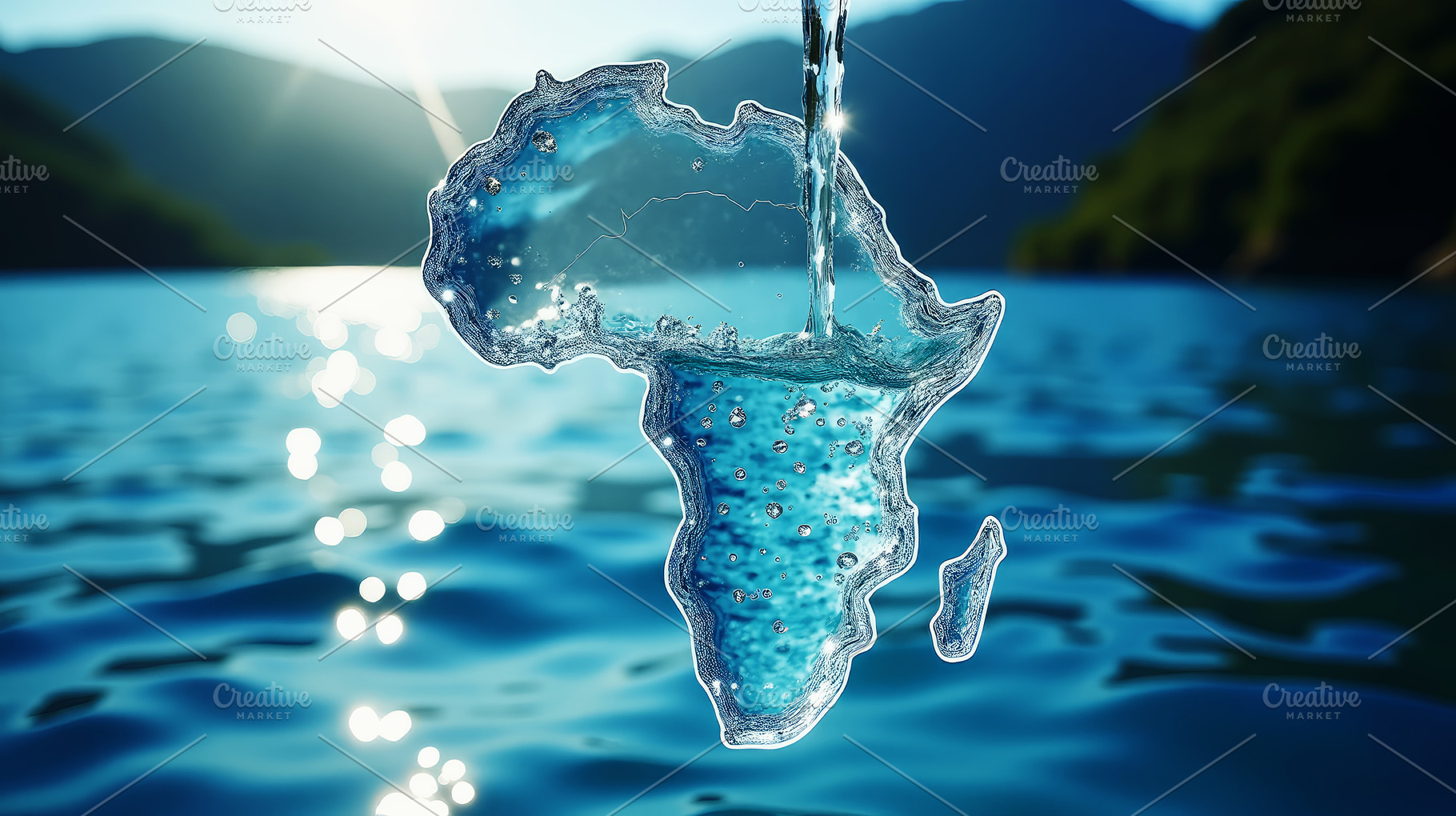 Map of Africa formed by water suspen, a Food & Drink Photo by Perpis