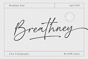 Breathney -  Modern Script, a Script Font by MJB Letters (Thumbnail 1 of 10)