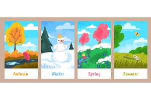 Four season cards. Autumn winter, an Object Illustration by Stock-Smart-Start