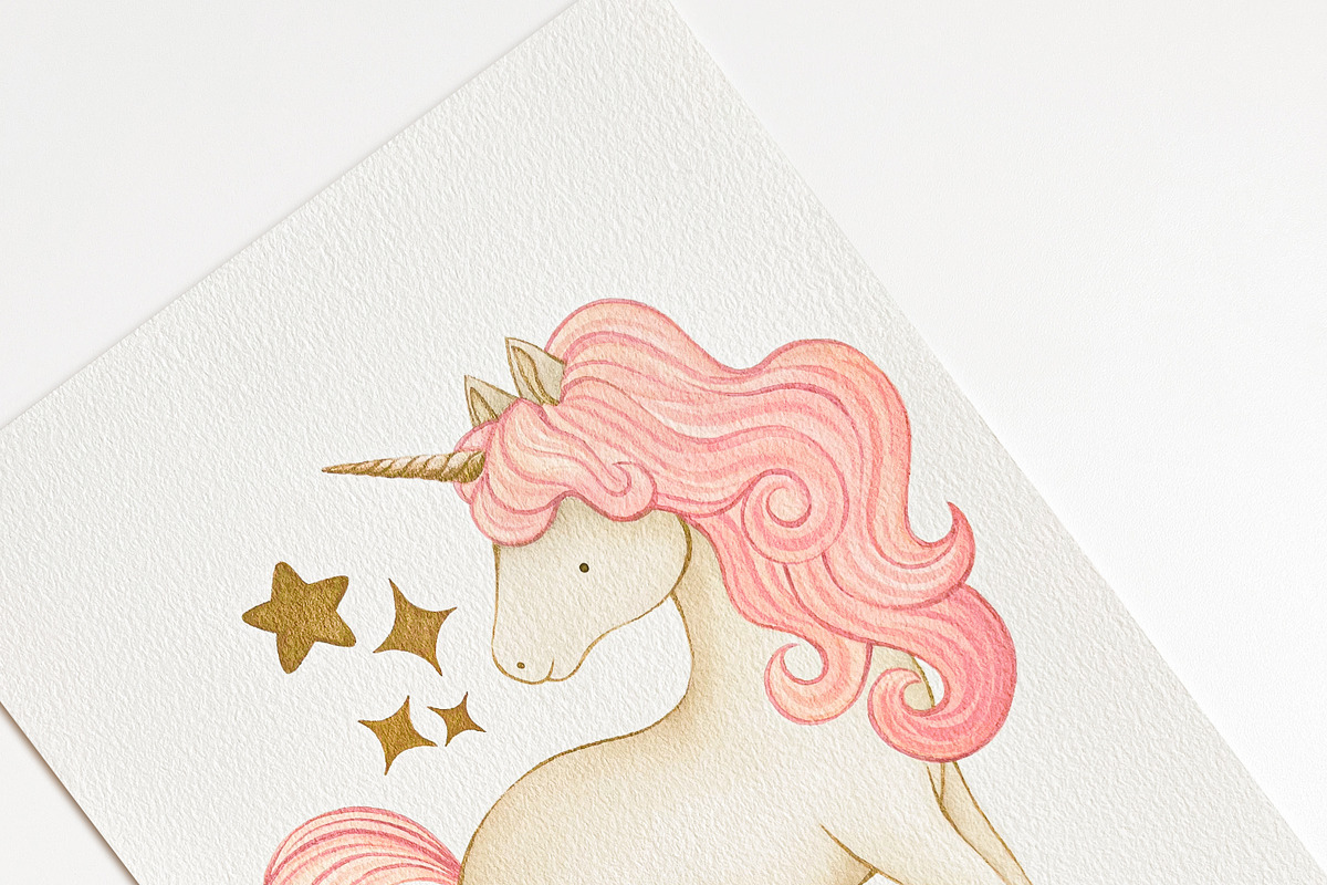 Watercolor Magic Rainbow Unicorn Set, a Decorative Illustration by Carol Lozove (Photo 28 of 74)