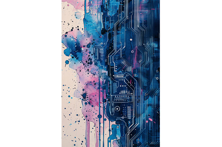 Abstract watercolor circuitry with, a Technology Photo by Neirfy