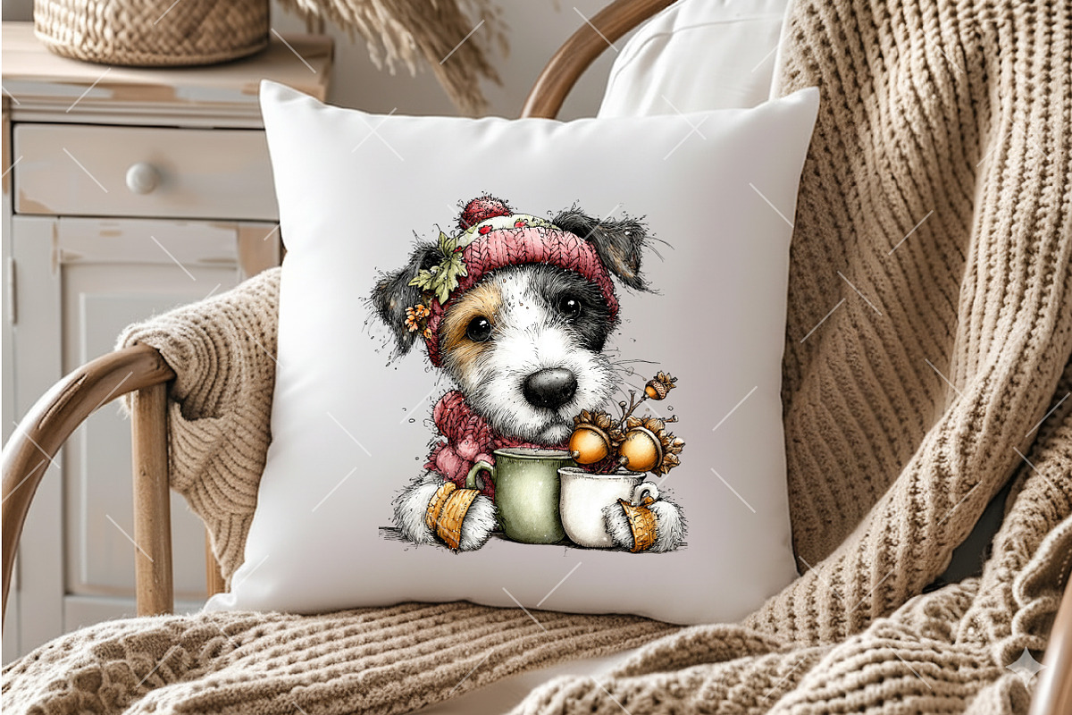 Whimsical Autumn Dog Clipart Bundle, a Seasonal Illustration by OK Design (Photo 4 of 6)